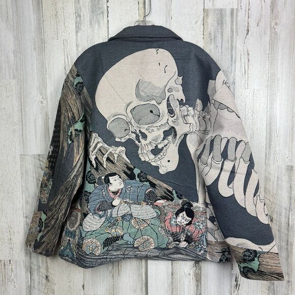 Rebel Vengeance All Over Print
Skeleton Samurai Statement Jacket
Men's Size M - Picture 5 of 12